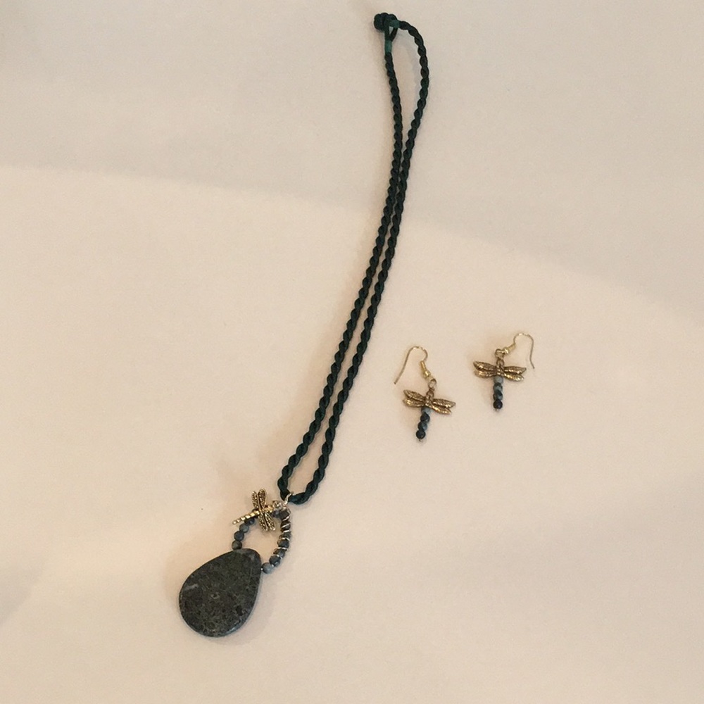 Dragonfly Earrings and Necklace